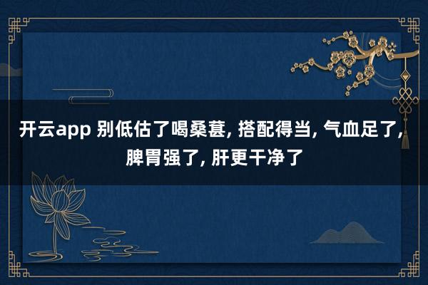 開云app 別低估了喝桑葚, 搭配得當(dāng), 氣血足了, 脾胃強了, 肝更干凈了
